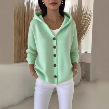 Women's Hooded Button Down Knit Cardigan Sweater