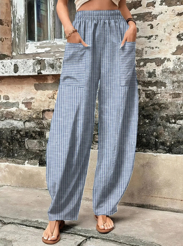 Women's Boho Printed Wide Leg Pants with Pockets