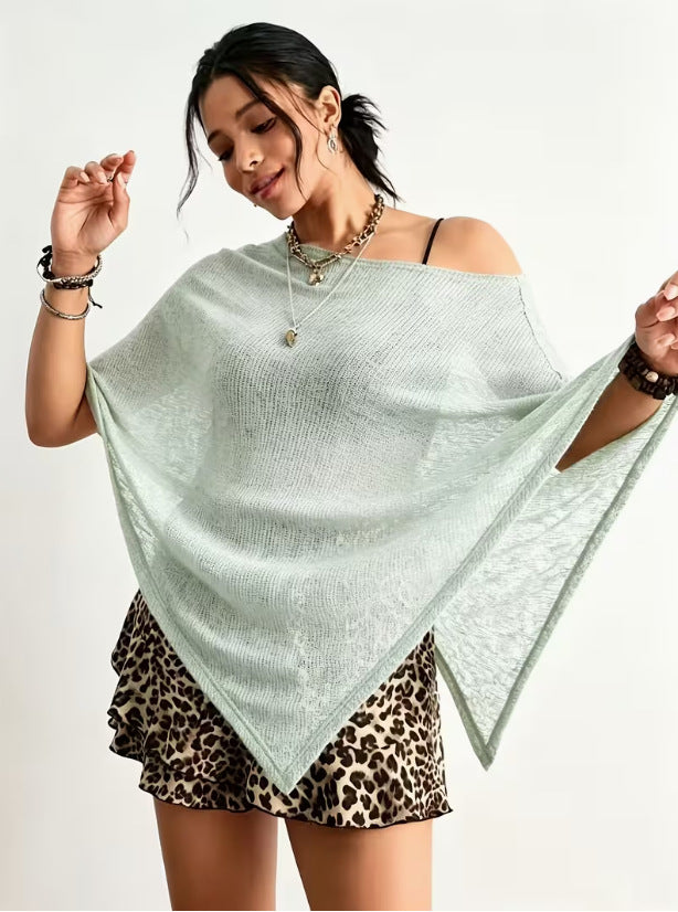 Women's Lightweight Boho Knit Shawl Wrap Summer Poncho