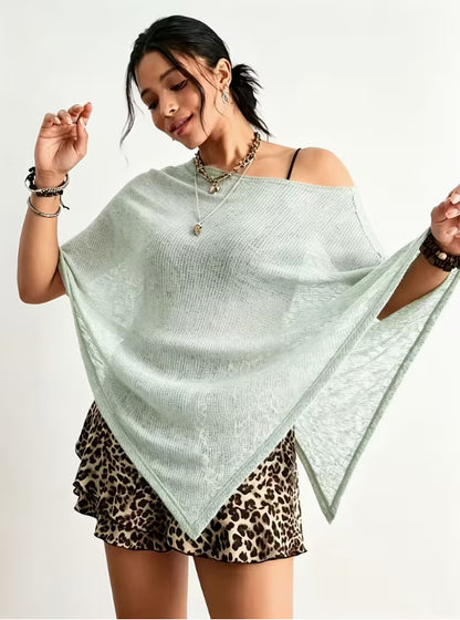 Women's Lightweight Boho Knit Shawl Wrap Summer Poncho