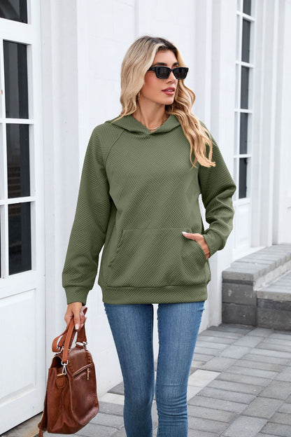 Women's Oversized Textured Hoodie Pullover with Pocket