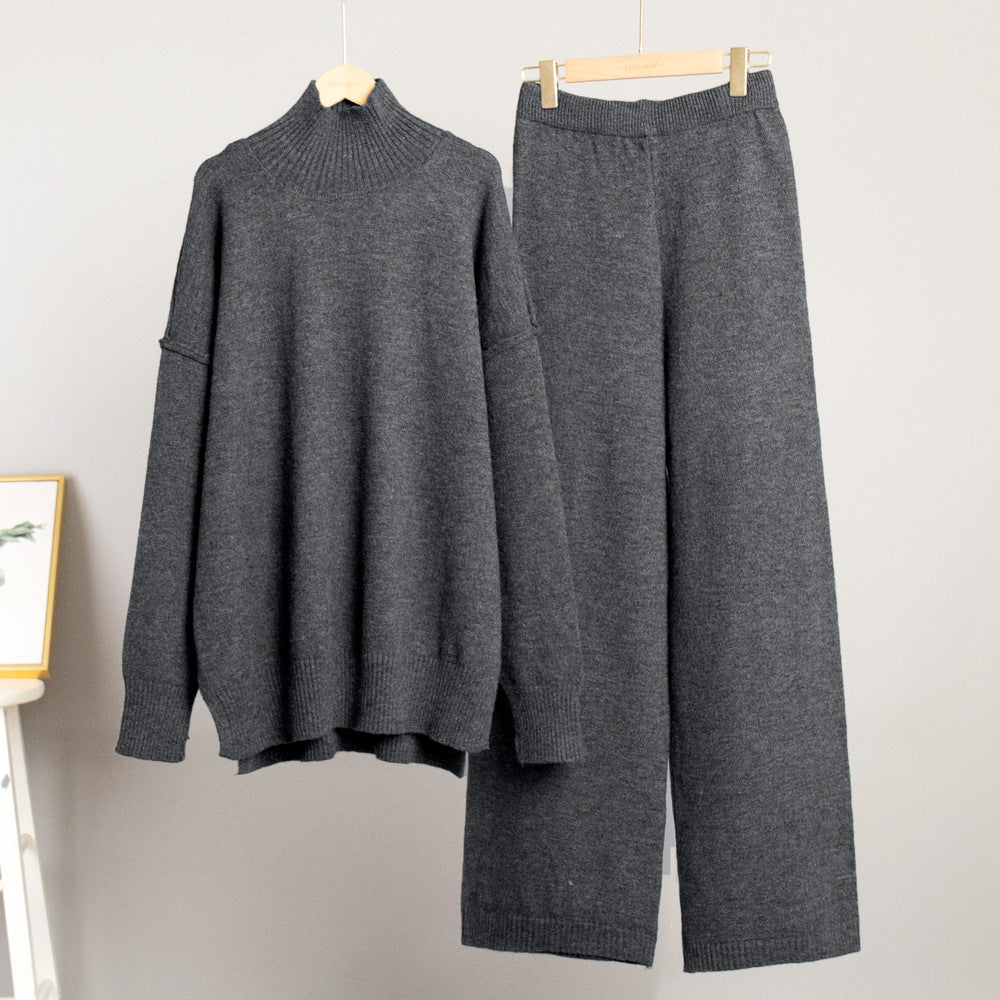 Women's Turtleneck Knit Sweater Set with Pants