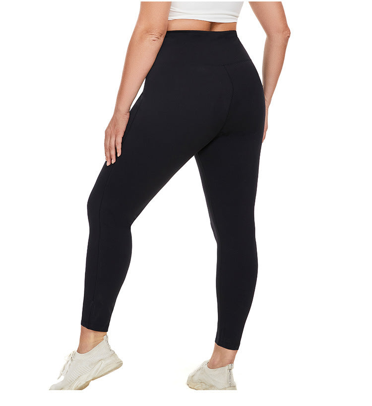 Puls Size Tight Plus Fleece Yoga Pants Nude Contrast Color Fitness Sports Pants