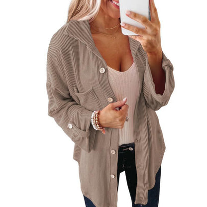 Women's Oversized Waffle Knit Button Down Shacket