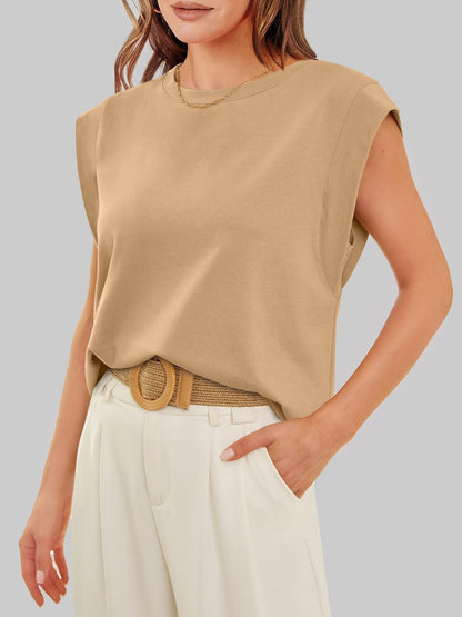 Casual Sleeveless Crew Neck Loose Tank Top