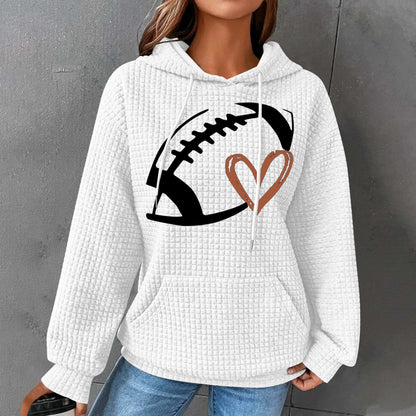 Women's Game Day Football Heart Waffle Hoodie
