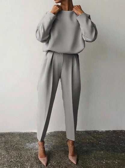 Women's Solid Oversized Two Piece Pants Set Casual Chic