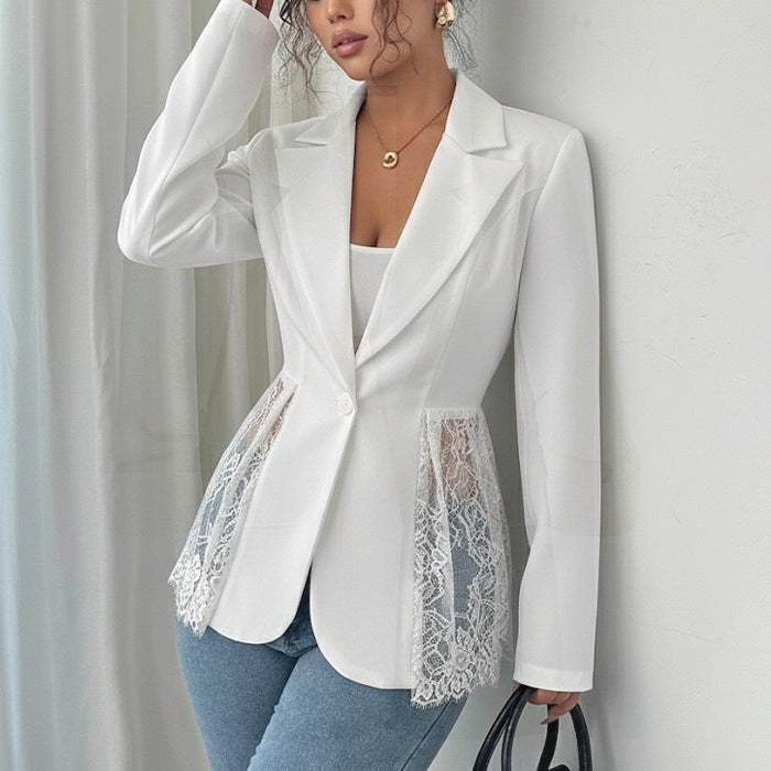 Women Lace Corset Blazer Fitted Peplum Jacket