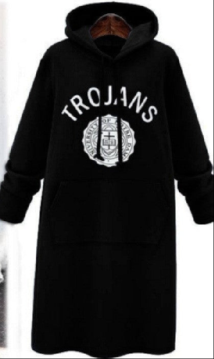 Plus Size Fleece Lined Long Hoodie Women Oversized Graphic