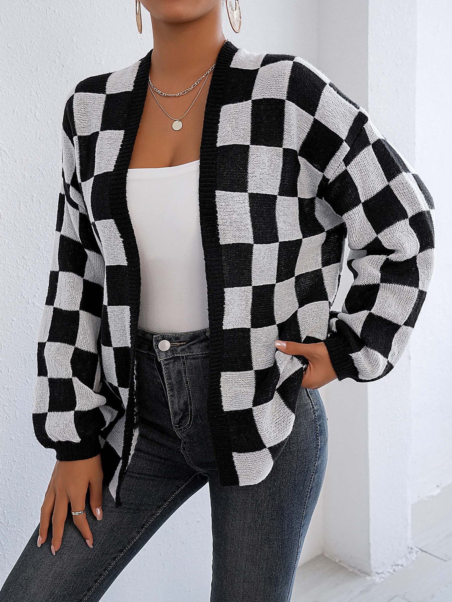 Plaid Colorblock Open Cardigan Sweater | Cozy Casual Layer