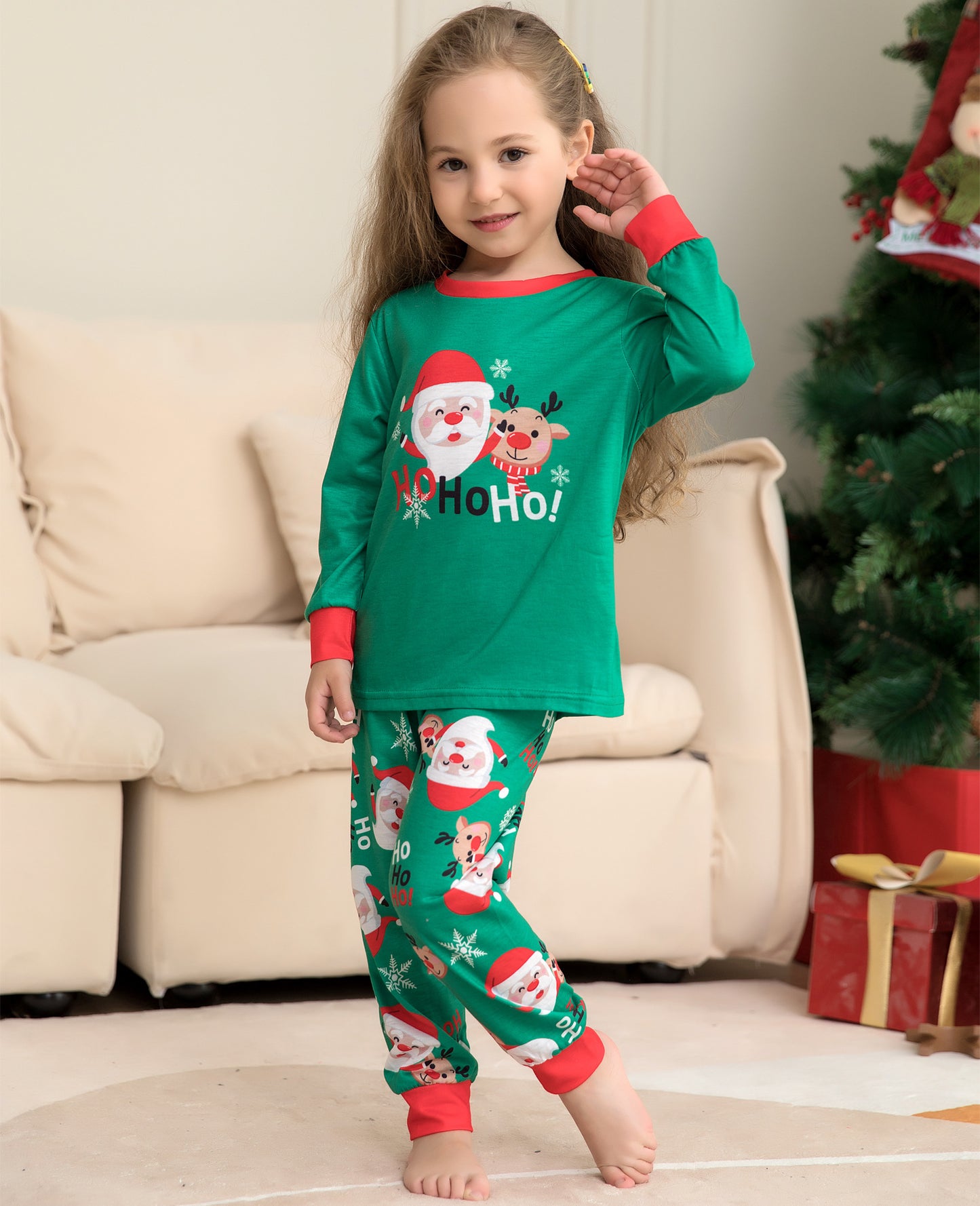 Santa Print Parent-child Set Christmas Pajamas