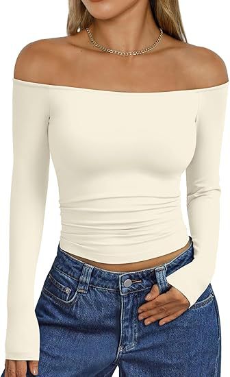 Women's Y2K Off Shoulder Long Sleeve Going Out Top