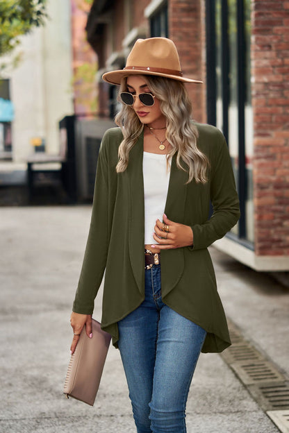 Women's Open Front Long Sleeve Solid Cardigan Sweater