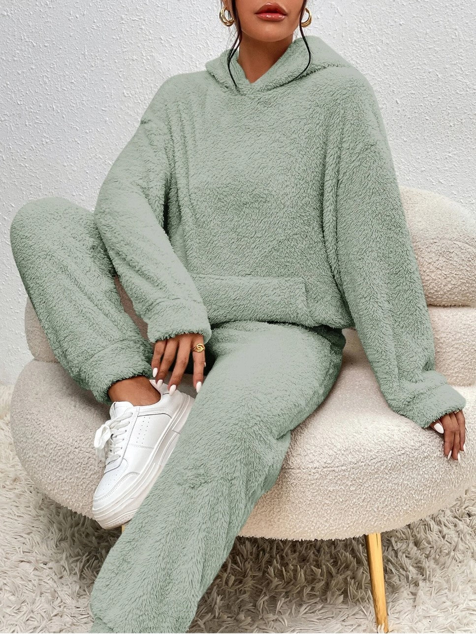 Women's Sherpa Hoodie Jogger Lounge Set