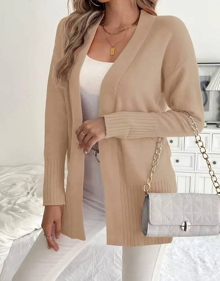 Plus Size Oversized Chunky Cardigan Open Front Pockets