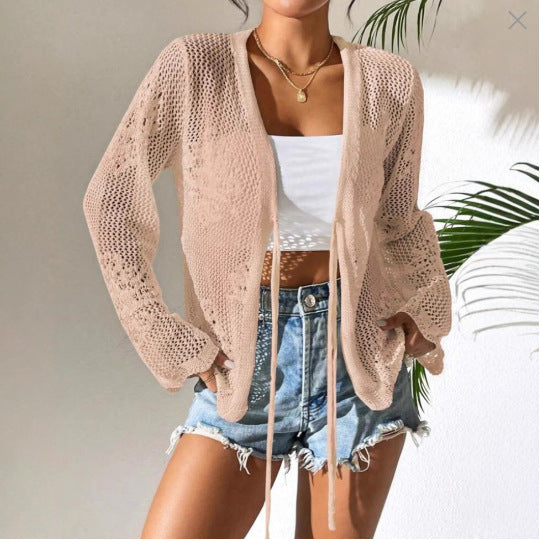Women Crochet Knit Cardigan Boho Hollow Out Beach Cover Up