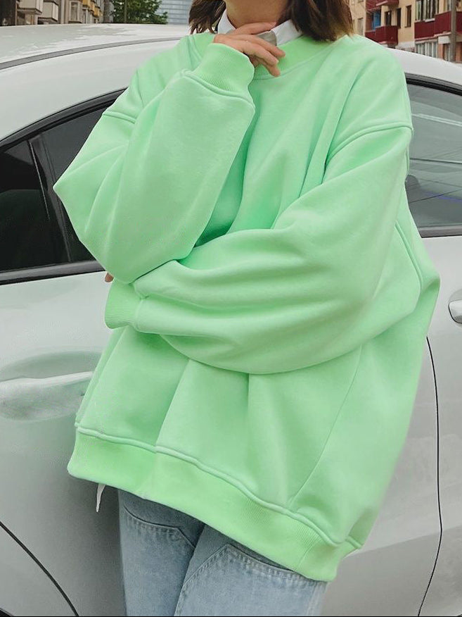 Women's Oversized Fleece Crewneck Sweatshirt Streetwear