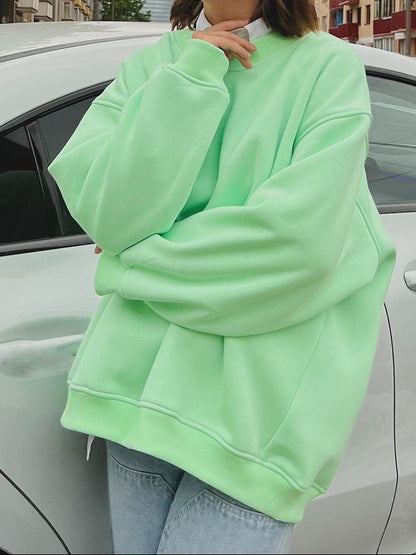 Women's Oversized Fleece Crewneck Sweatshirt Streetwear