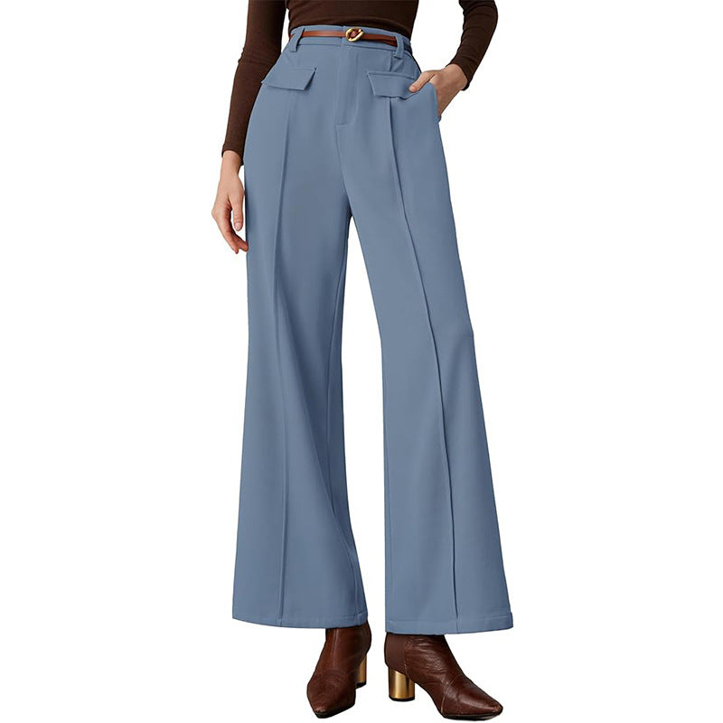 Women's High-Waist Wide-Leg Suit Pants – Elegant Business Trousers