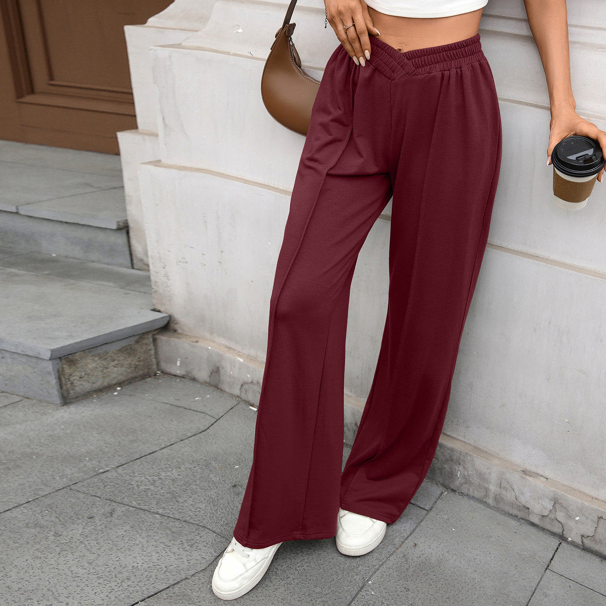 Women's Elastic Waist Wide Leg Pants Casual Loose Fit