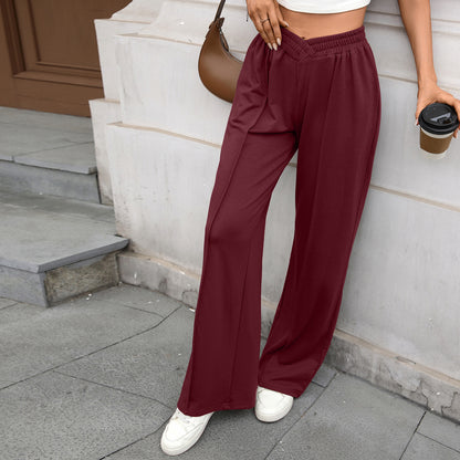 Women's Elastic Waist Wide Leg Pants Casual Loose Fit