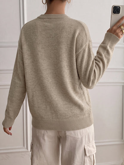 Women's Layered V Neck Sweater Oversized Casual Knit Top