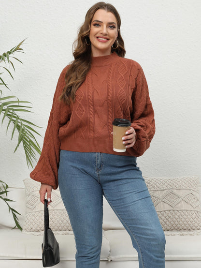 Women's Semi-turtleneck Lantern Sleeve Short Pullover Sweater