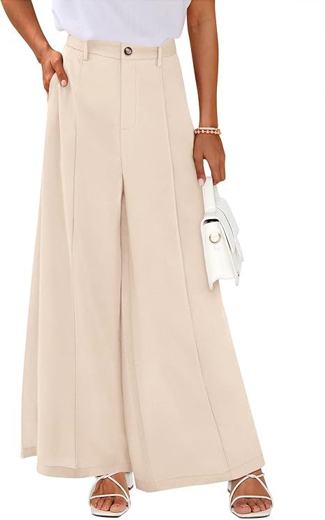 Women's High-Waisted Wide-Leg Palazzo Pants – Elegant Business Trousers