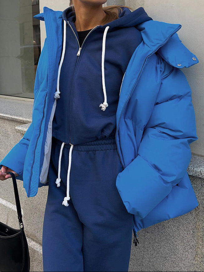 Women's Oversized Cropped Puffer Jacket Thick Winter Coat