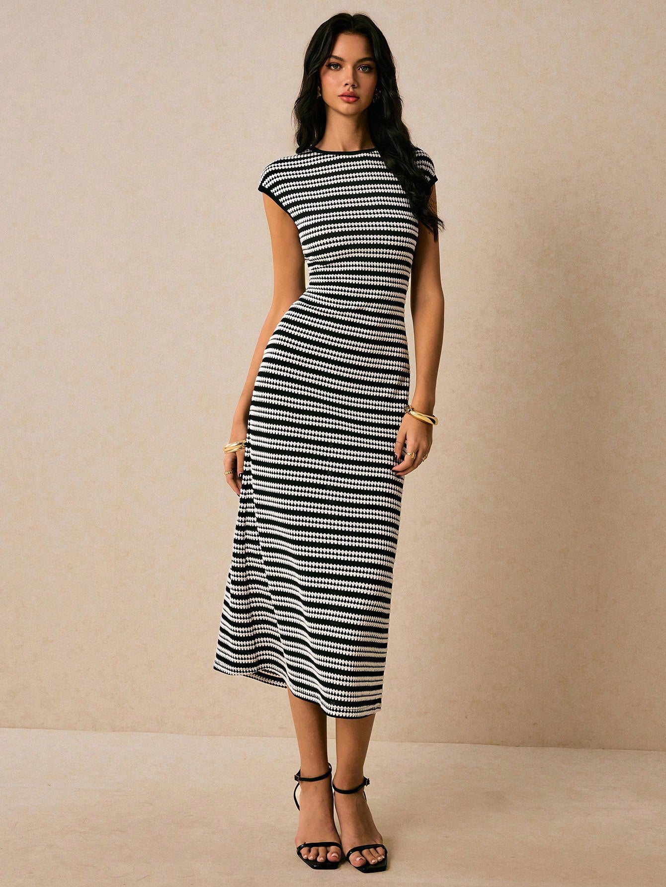 Striped Knit Bodycon Maxi Dress Casual Summer Outfit