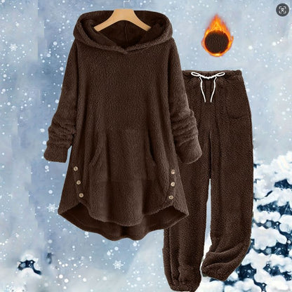 Women's Sherpa Fleece Hoodie Jogger Lounge Set