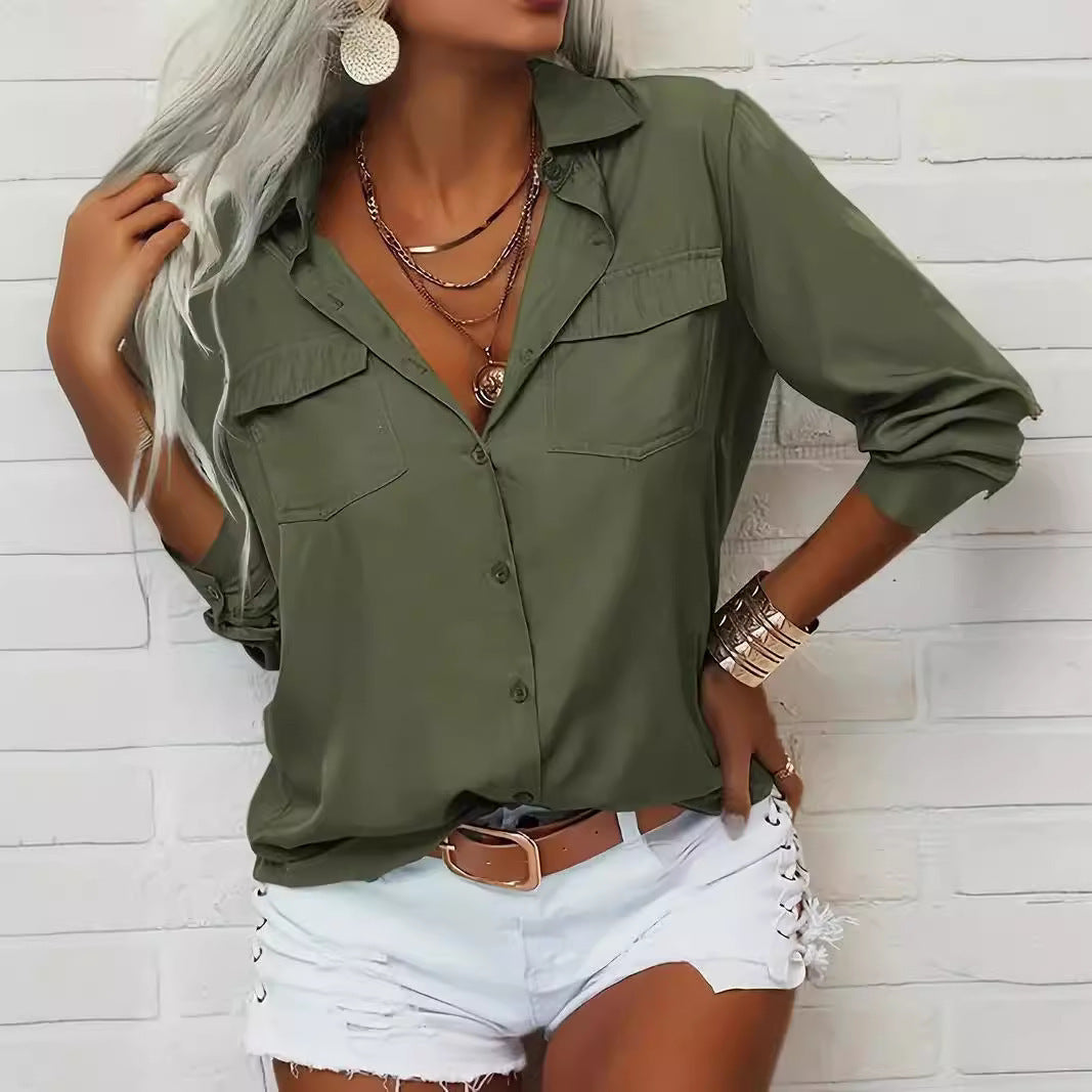 Women's Oversized Button Down Shirt Long Sleeve Collared