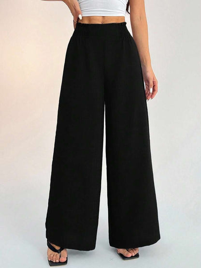 Women's Smocked High Waist Wide Leg Casual Pants