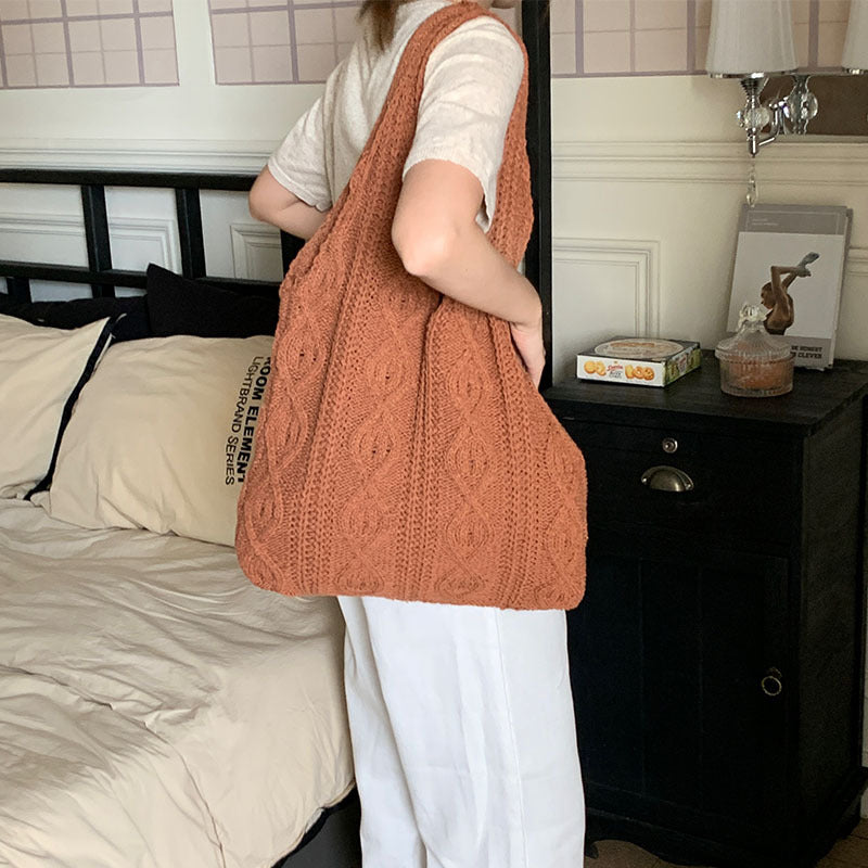 Large Tote Aesthetic Shoulder Hippie Knit Bag