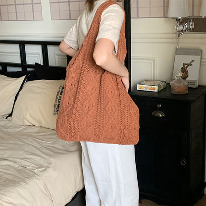 Large Tote Aesthetic Shoulder Hippie Knit Bag