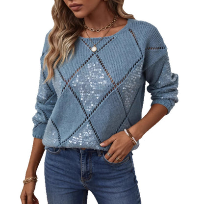 Women's Sequin Cutout Oversized Pullover Sweater