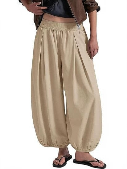 Women's Loose Wide Leg Pants Elastic Waist Casual Trousers