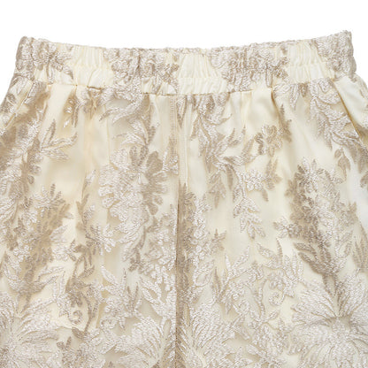 High Waisted Lace Embroidered Boho Summer Shorts Scallop Hem