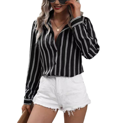 Women's Striped Long Sleeve Business Casual Shirt