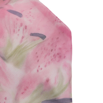 Floral Halter Chiffon Top Backless Layered Summer Vacation Pink