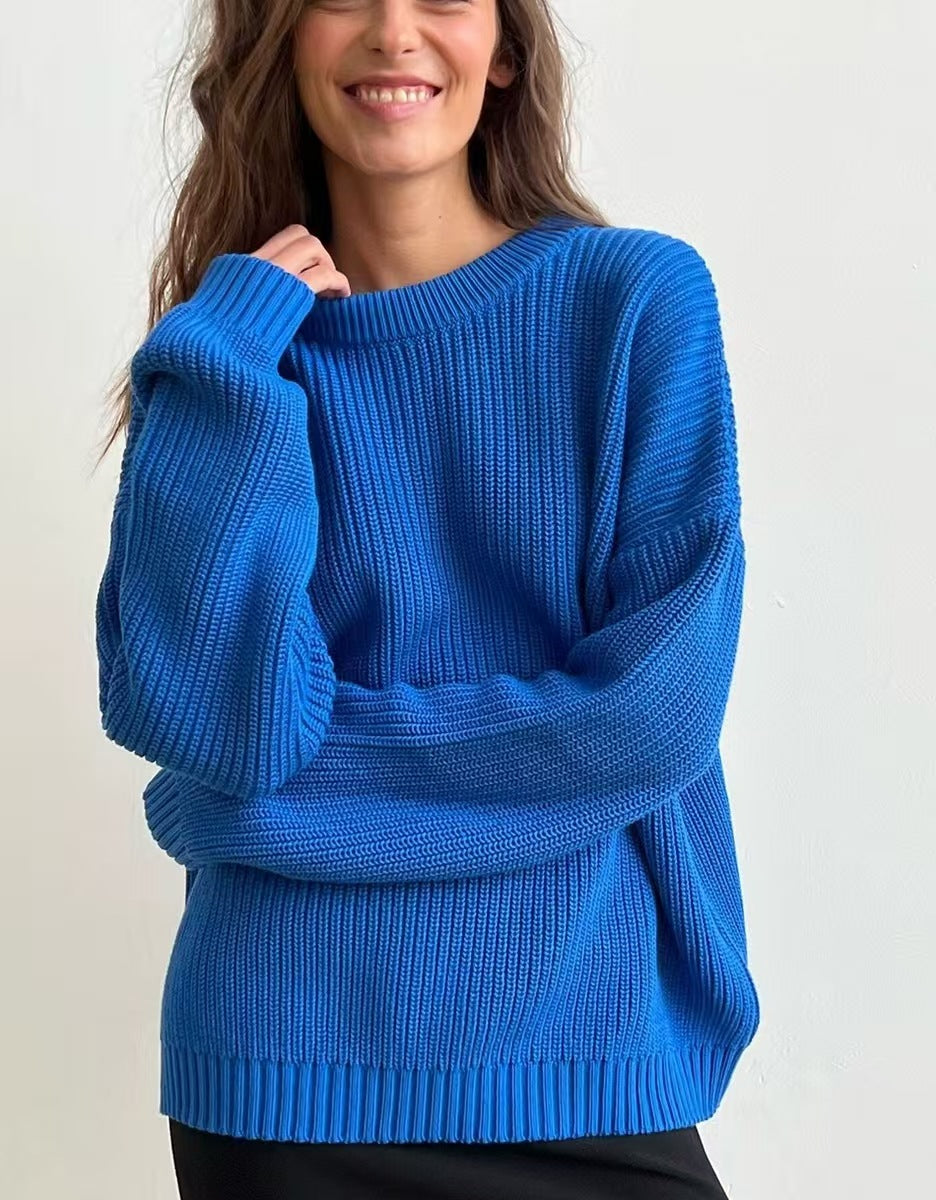 Women's Oversized Chunky Knit Crew Neck Pullover Sweater