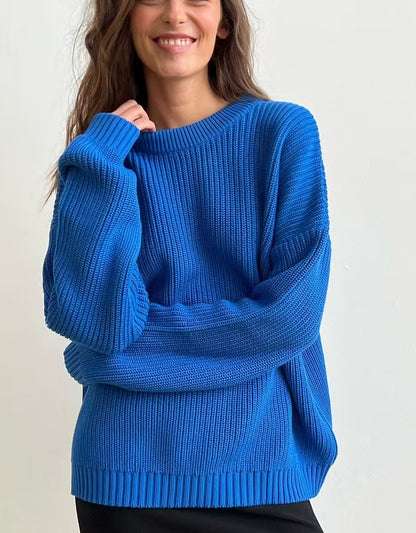 Women's Oversized Chunky Knit Crew Neck Pullover Sweater