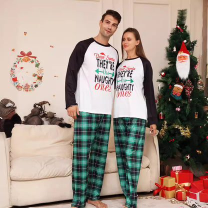 Plaid Alphabet Cartoon Christmas Parent-Child Dress Printed Christmas Pajamas