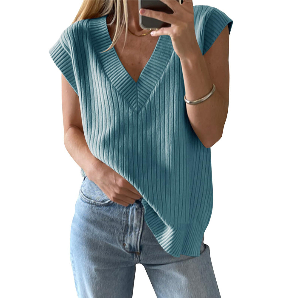 V-Neck Sleeveless Casual Sweater Vest