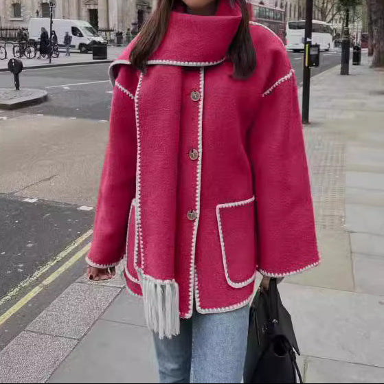 Women's Fringe Scarf Jacket Cropped Embroidered Coat