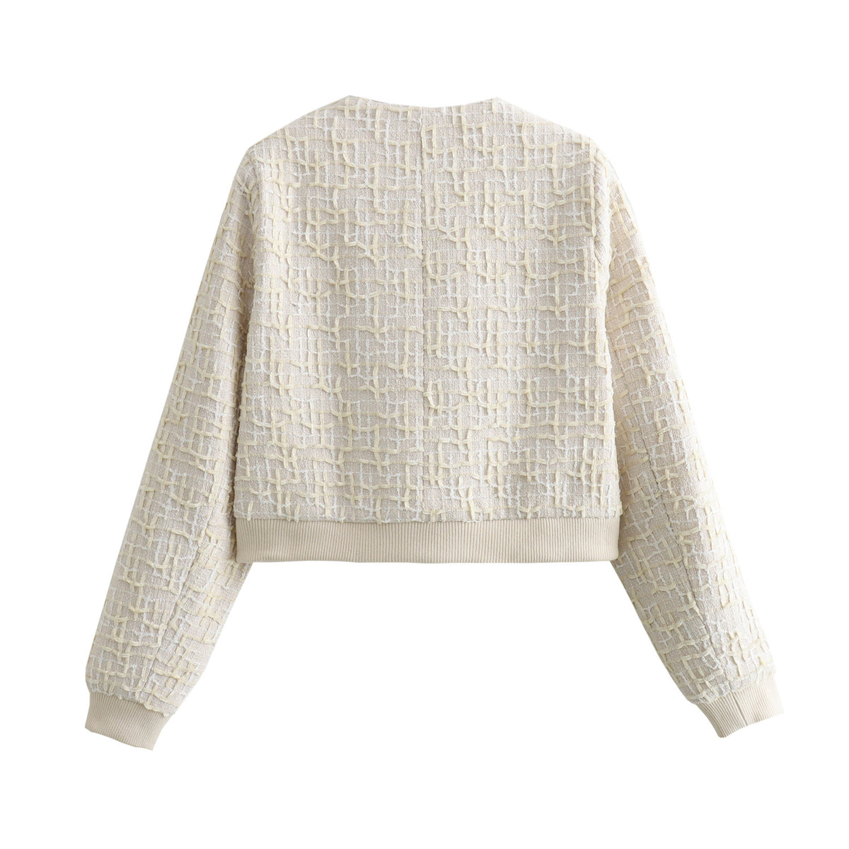 Women's Cropped Tweed Bomber Jacket Button Front