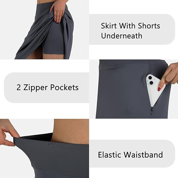 Women's High-Waisted A-Line Skirt with Pockets – Casual Sports Skirt