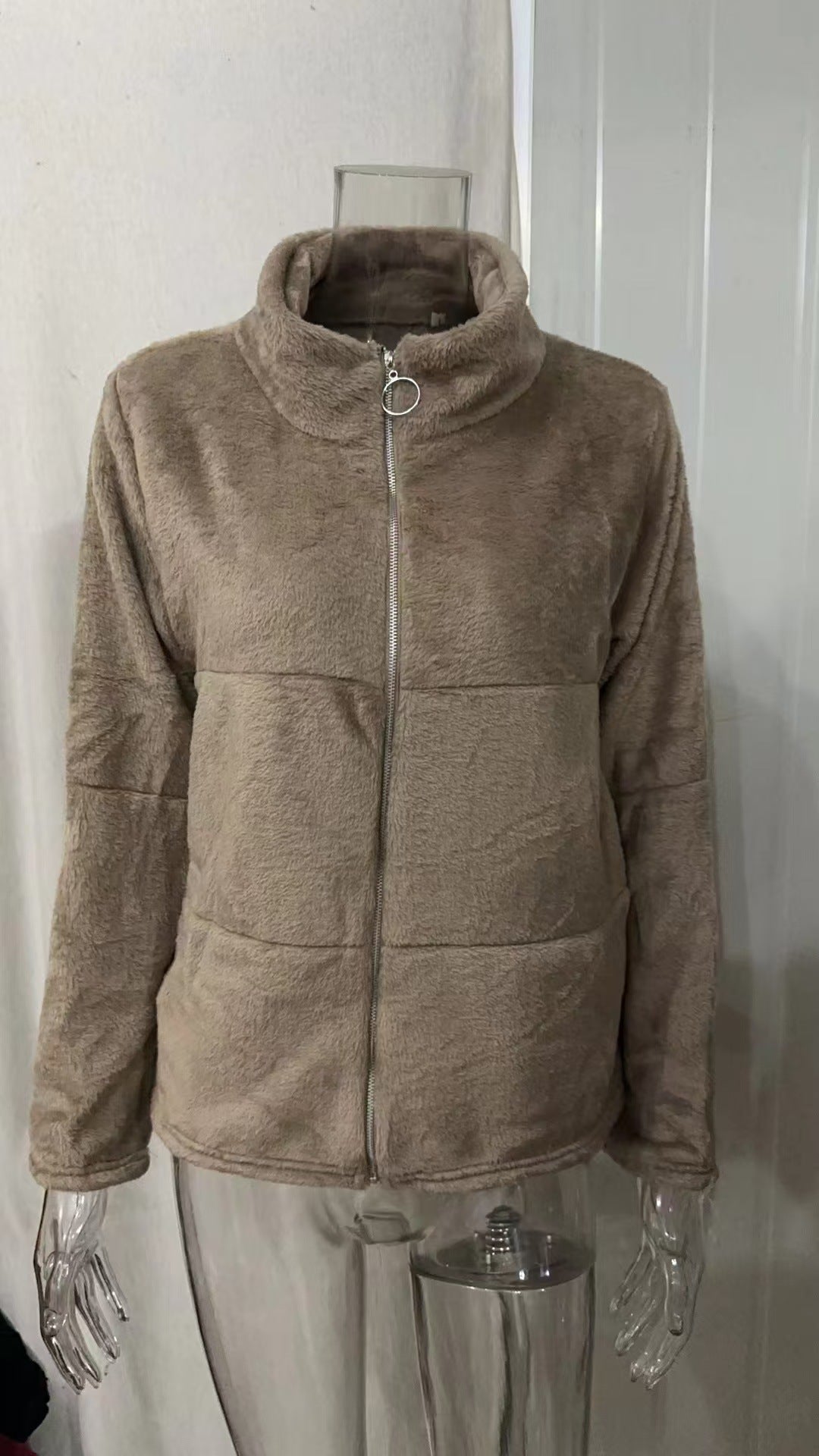 Women's Faux Fur Zip Up Jacket Winter Warm Fuzzy Coat