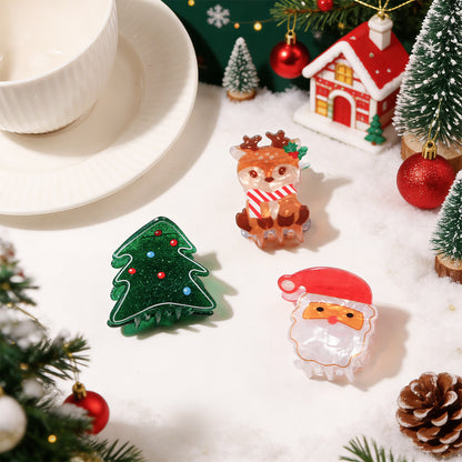 Christmas Hair Claw Clips Santa Reindeer Tree