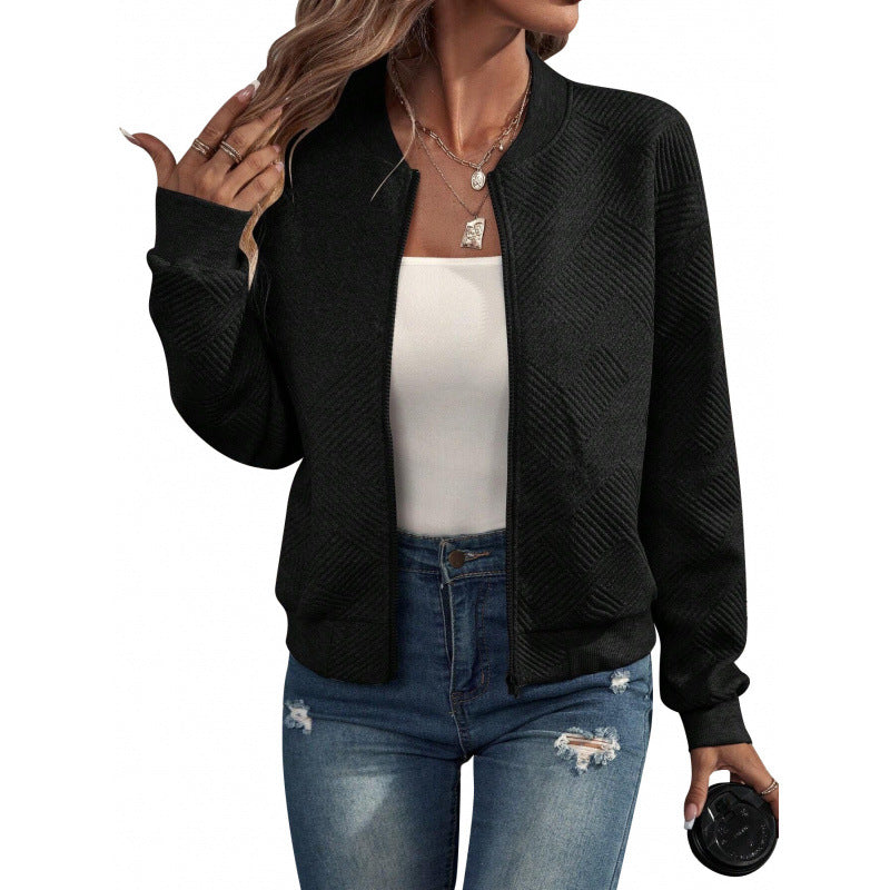 Women's Casual Quilted Zip Up Bomber Jacket